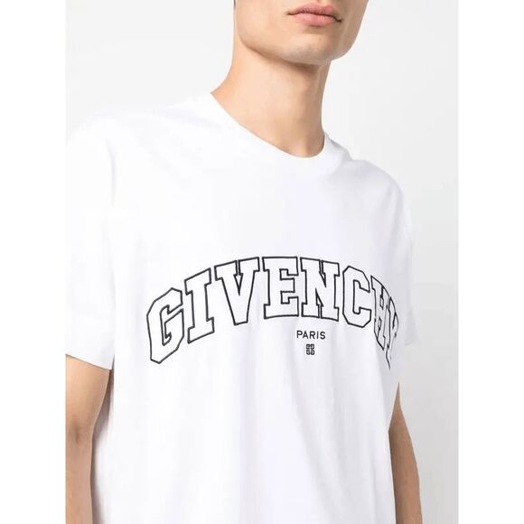 Givenchy Crew Neck Short Sleeve Cotton Embroidered Logo T-shirt Medium $470 - Picture 3 of 12